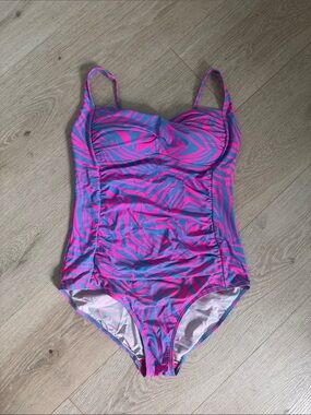 Pink & Blue Zebra Print One-Piece Swimwear